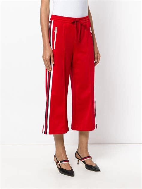 gucci pants white and red|Gucci wide leg pants.